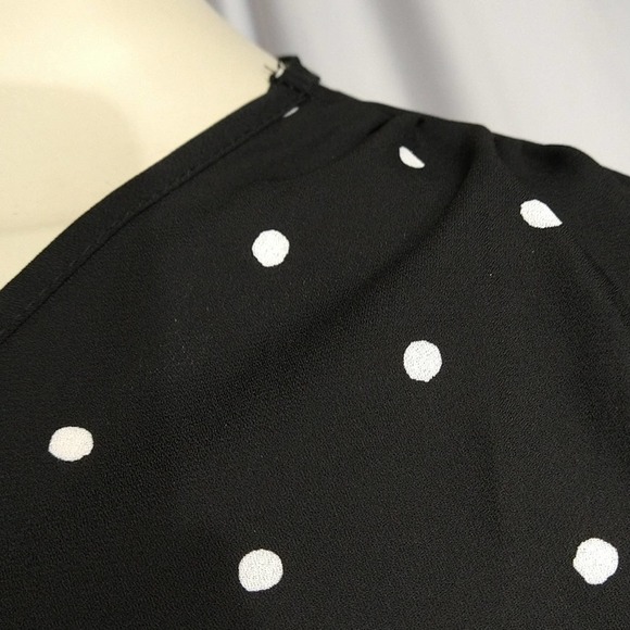 Black Polka Dot Blousy Body Con Midi Drss - Picture 12 of 16